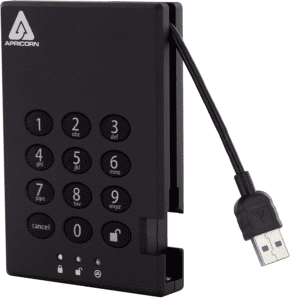 Apricorn 2TB Aegis Padlock USB 3.0 256-Bit AES XTS Hardware Encrypted Portable External Hard Drive (A25-3PL256-2000)