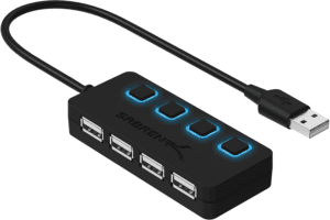 SABRENT 4-Port USB 2.0 Data Hub with Individual LED lit Power Switches