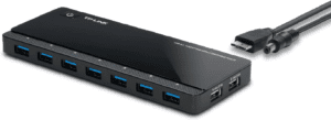 TP-Link Powered USB Hub 3.0 with 7 USB 3.0 Data Ports and 2 Smart Charging USB Ports.