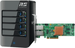HighPoint RocketStor 6414AS - 4-Bay 6Gb/s SAS/SATA Hardware RAID Tower Enclosure, Black